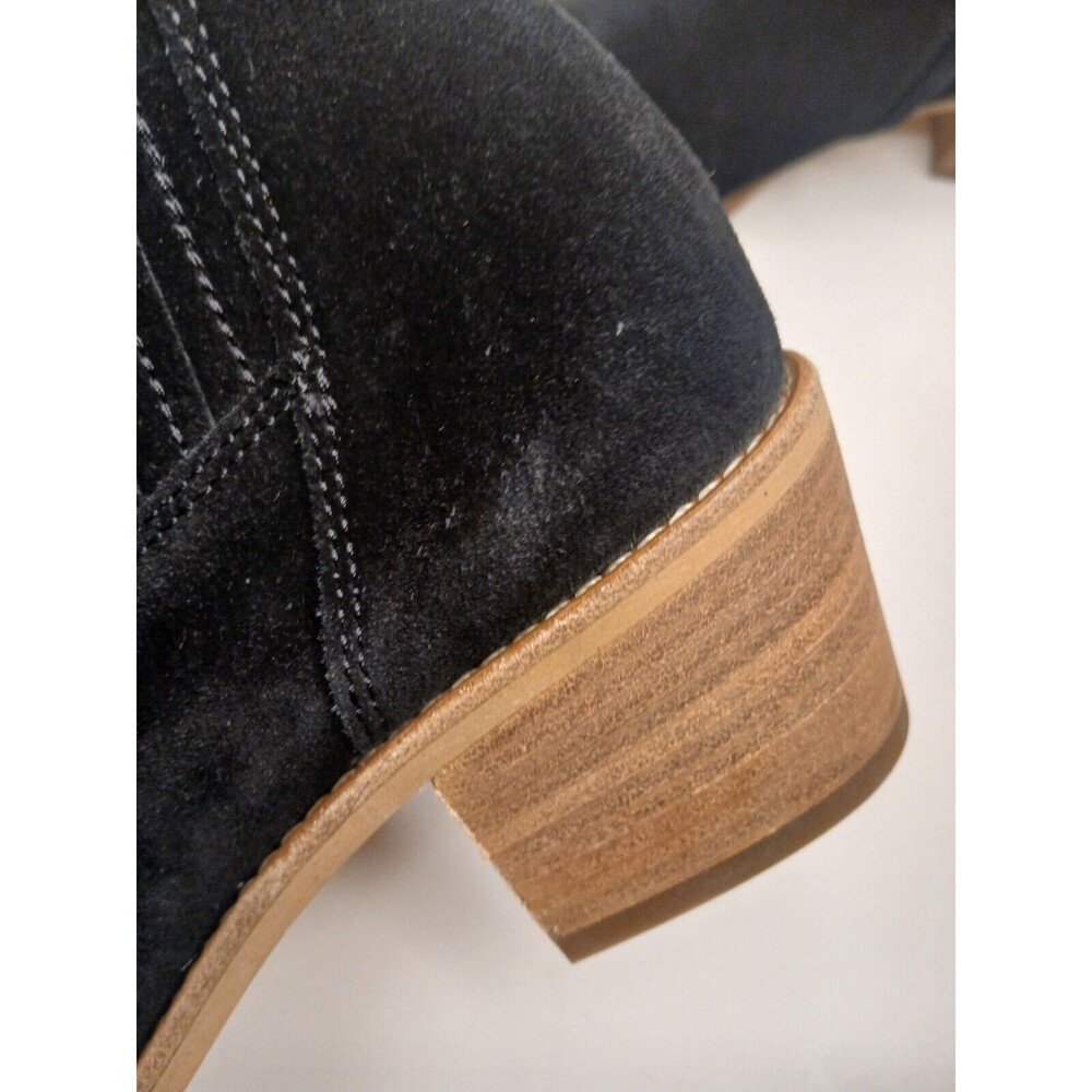 PAUL GREEN Sz 5.5 Sante Soft Black Suede Stretch Panel Zip-up Bootie Western - Picture 12 of 16